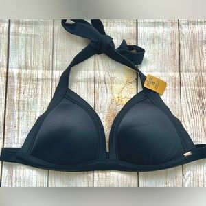 NWT VS PINK Black Halter Push-up Swim Top